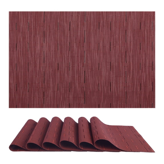 REGALWOVEN Placemats Set of 6 Placemats for Kitchen Dining Table Decor Washable Table Placemats Wipeable Table Mat Burgundy 18*12Inch