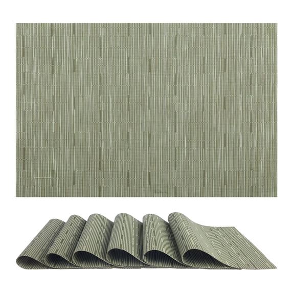REGALWOVEN Placemats Set of 6 Placemats for Kitchen Dining Table Decor Washable Table Placemats Wipeable Table Mat Green 18*12Inch