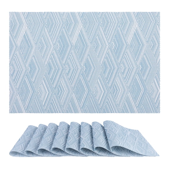 REGALWOVEN Placemats Set of 8 Placemats for Kitchen Dining Table Decor Heat Resistant Table Placemats Wipeable Table Mat Blue 18*12Inch