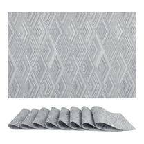 DRMHM Placemats Set of 8 PVC Placemats for Kitchen Dining Table Decor Heat Resistant Table Placemats Wipeable Table Mat Gray 18*12Inch