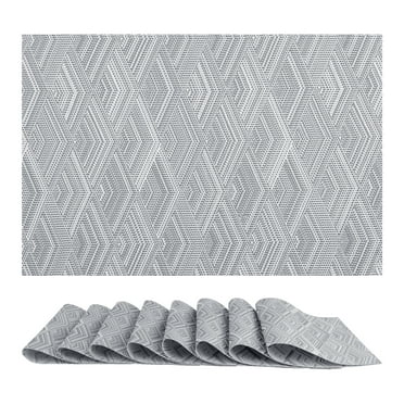 DRMHM Placemats Set of 8 PVC Placemats for Kitchen Dining Table Decor Heat Resistant Table Placemats Wipeable Table Mat Gray 18*12Inch