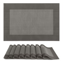 DRMHM Placemats Set of 8 PVC Placemats for Kitchen Dining Table Decor Washable Heat Resistant Dark Gray 18*12Inch