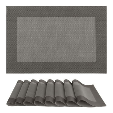 DRMHM Placemats Set of 8 PVC Placemats for Kitchen Dining Table Decor Washable Heat Resistant Dark Gray 18*12Inch