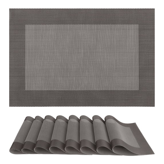 REGALWOVEN Placemats Set of 8 Placemats for Kitchen Dining Table Decor Washable Heat Resistant Dark Gray 18*12Inch