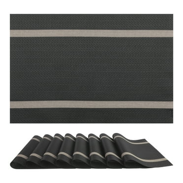 DRMHM Placemats Set of 8 Vinyl Placemats for Kitchen Dining Table Decor Washable Heat Resistant Table Placemats Wipeable Table Mat Black 18*12in