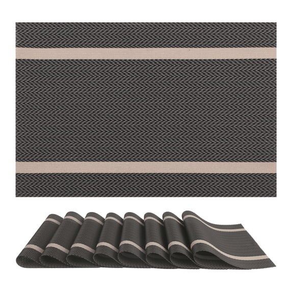 REGALWOVEN Placemats Set of 8 Vinyl Placemats for Kitchen Dining Table Decor Washable Heat Resistant Table Placemats Wipeable Table Mat Brown 18*12in