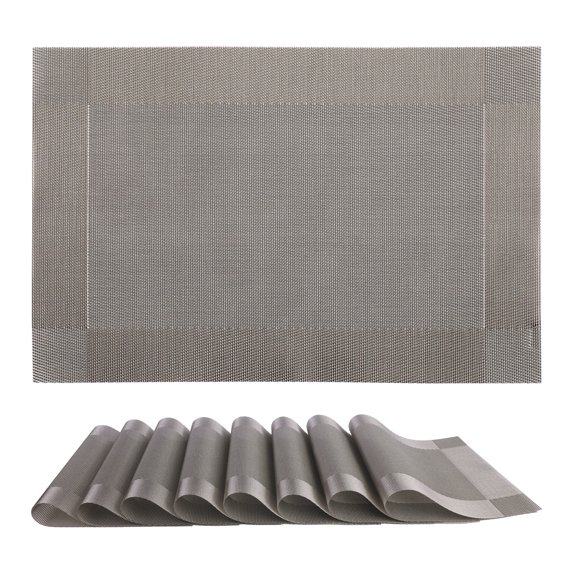 REGALWOVEN Placemats Set of 8, Vinyl Placemats for Kitchen Dining Table Decor Washable Heat Resistant Table Placemats Wipeable Table Mat Gray 18*12in