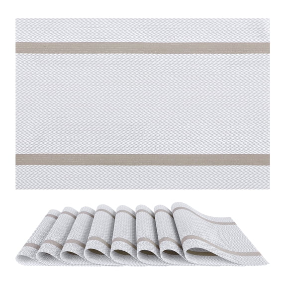 REGALWOVEN Placemats Set of 8 Vinyl Placemats for Kitchen Dining Table Decor Washable Heat Resistant Table Placemats Wipeable Table Mat White 18*12in