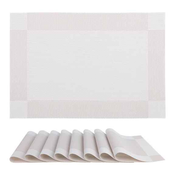 REGALWOVEN Placemats Set of 8, Vinyl Placemats for Kitchen Dining Table Decor Washable Heat Resistant Table Placemats Wipeable Table Mat White 18*12in