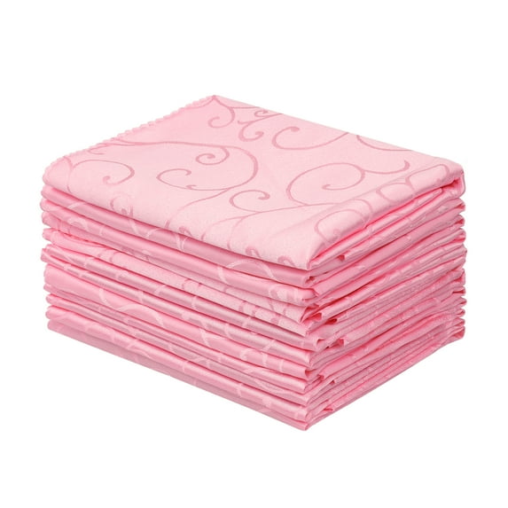 REGALWOVEN Polyester Napkins Cloth Napkins Set of 12 for Cocktail Weddings Dinner Party Pink 19"x19"