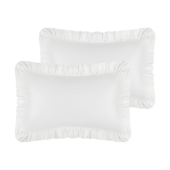 REGALWOVEN Queen(20"x30") Pillowcase with Envelope Closure, Ruffled Pillow Shams Set of 2, White