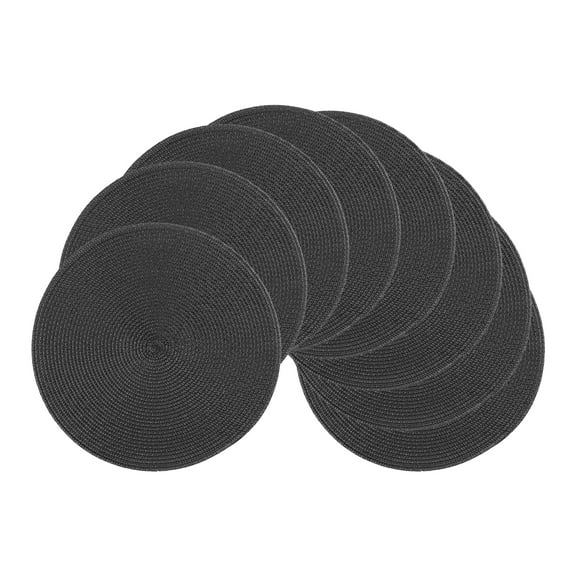REGALWOVEN Rustic Placemats Set of 6 Woven Placemats for Dining Table Decor Indoor Outdoor Washable Kitchen Table Mat Wipe Clean Black 15x15inch