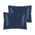 thumbnail image 1 of REGALWOVEN Satin Pillow Shams with Envelope Closure Soft and Smooth Set of 2, Dark Blue Queen(20"x30"), 1 of 6