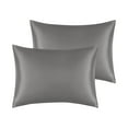 thumbnail image 1 of REGALWOVEN Satin Pillowcases Set of 2 with Envelope Closure Standard Dark Grey, 1 of 6