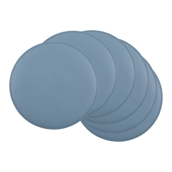 REGALWOVEN Set of 6 Placemats, Faux Leather Placemats for Kitchen Dining Table Decor Washable Heat Resistant Table Placemats Wipeable Table Mat Blue 15x15in