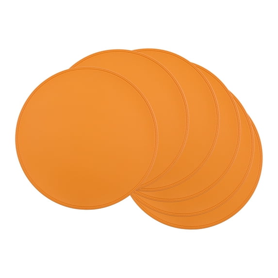 REGALWOVEN Set of 6 Placemats, Faux Leather Placemats for Kitchen Dining Table Decor Washable Heat Resistant Table Placemats Wipeable Table Mat Orange 15x15in