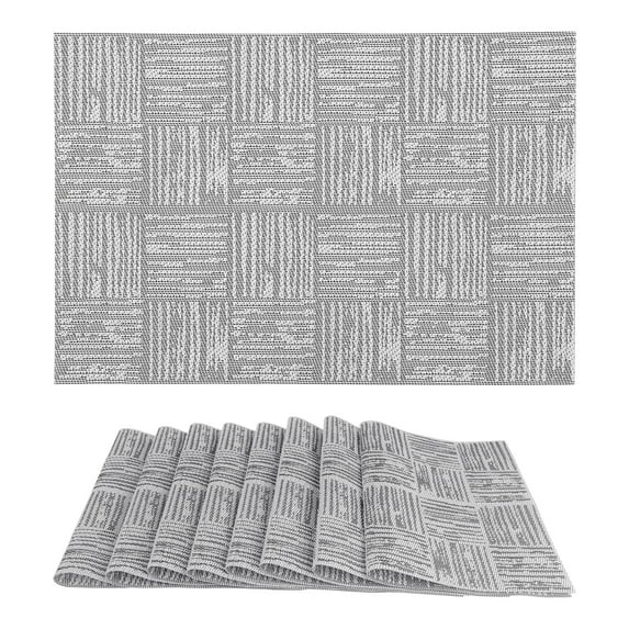 REGALWOVEN Set of 6 Placemats, Vinyl Placemats for Kitchen Dining Table Decor Washable Heat Resistant Table Placemats Wipeable Table Mat Light Gray 18*12in