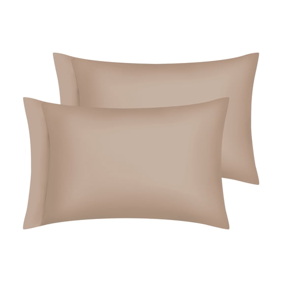 REGALWOVEN Set of 2 Pillow Cases, Soft Cooling Pillow Covers with Envelope Closure Khaki Queen
