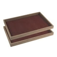 thumbnail image 1 of REGALWOVEN Set of 2 Stackable Girls' Velvet Accessory Organizer Trays with Removable Dividers for Drawers Brown Flat Tray, 1 of 7