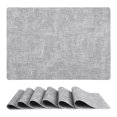thumbnail image 1 of REGALWOVEN Set of 6 Faux Leather Placemats, Placemats for Kitchen Dining Table Decor, Heat Resistant Table Placemats Wipeable Place Mat Gray White 17*12in, 1 of 7