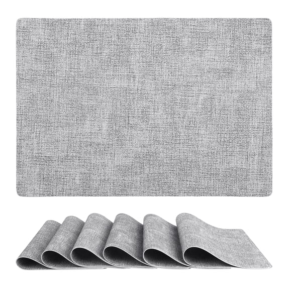 REGALWOVEN Set of 6 Faux Leather Placemats, Placemats for Kitchen Dining Table Decor, Heat Resistant Table Placemats Wipeable Place Mat Gray White 17*12in