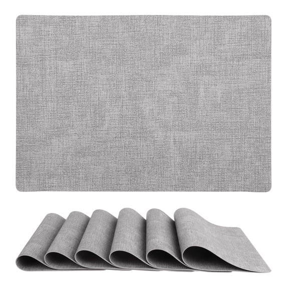 REGALWOVEN Set of 6 Faux Leather Placemats, Placemats for Kitchen Dining Table Decor, Heat Resistant Table Placemats Wipeable Place Mat Light Gray 17*12in