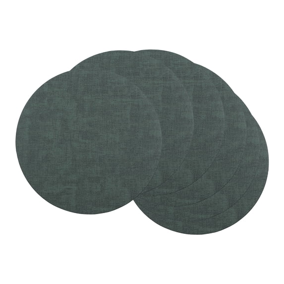 REGALWOVEN Set of 6 Placemats for Kitchen Dining Table Decor, Faux Leather Washable Heat Resistant Table Mat Wipeable Placemats Dark Green 13*13in