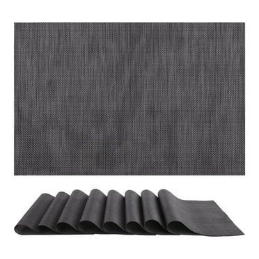 DRMHM Set of 8 Placemats, PVC Placemats for Kitchen Dining Table Decor Washable Heat Resistant Table Placemats Wipeable Place Mat Black Gray 18*12in