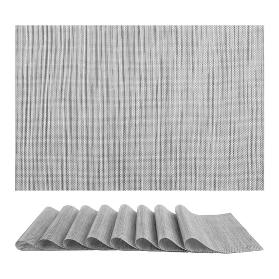 REGALWOVEN Set of 8 Placemats, Placemats for Kitchen Dining Table Decor Washable Heat Resistant Table Placemats Wipeable Place Mat Gray 18*12in