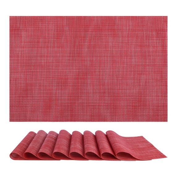 REGALWOVEN Set of 8 Placemats, Placemats for Kitchen Dining Table Decor Washable Heat Resistant Table Placemats Wipeable Place Mat Red 18*12in