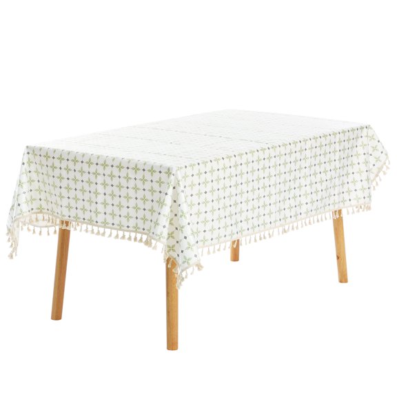 REGALWOVEN Rectangle Floral Tablecloth Faux PU Table Cover with Tassels Leaf 55"x55"