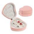 thumbnail image 1 of REGALWOVEN Uxcell Travel Accessory Box for Women, Mini Heart-shaped Portable PU Leather Accessory Organizer Case Pink, 1 of 8