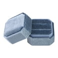 thumbnail image 1 of REGALWOVEN Velvet Ring Box for Wedding, Ceremony, Double Jewelry Ring Box Storage Ring Holder Box Haze Blue, 1 of 7