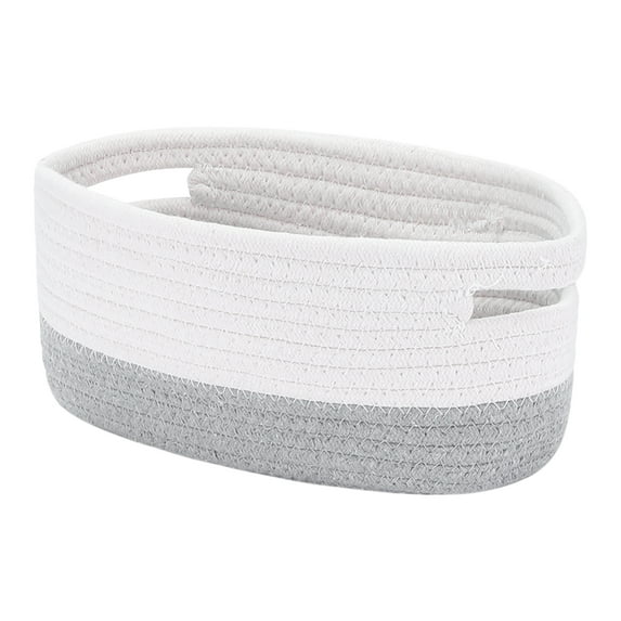 REGALWOVEN Woven Storage Basket with Handle, Shelf Closet Storage Organizer Bin for Blankets, Clothes, Shoes Grey 12.2*8*5in