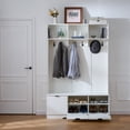 Curated visual reference: Cabinets With Lacquer Bathroom Doors Reference: Drnanlit 49 6 5 In 1 Hall Tree With Bench