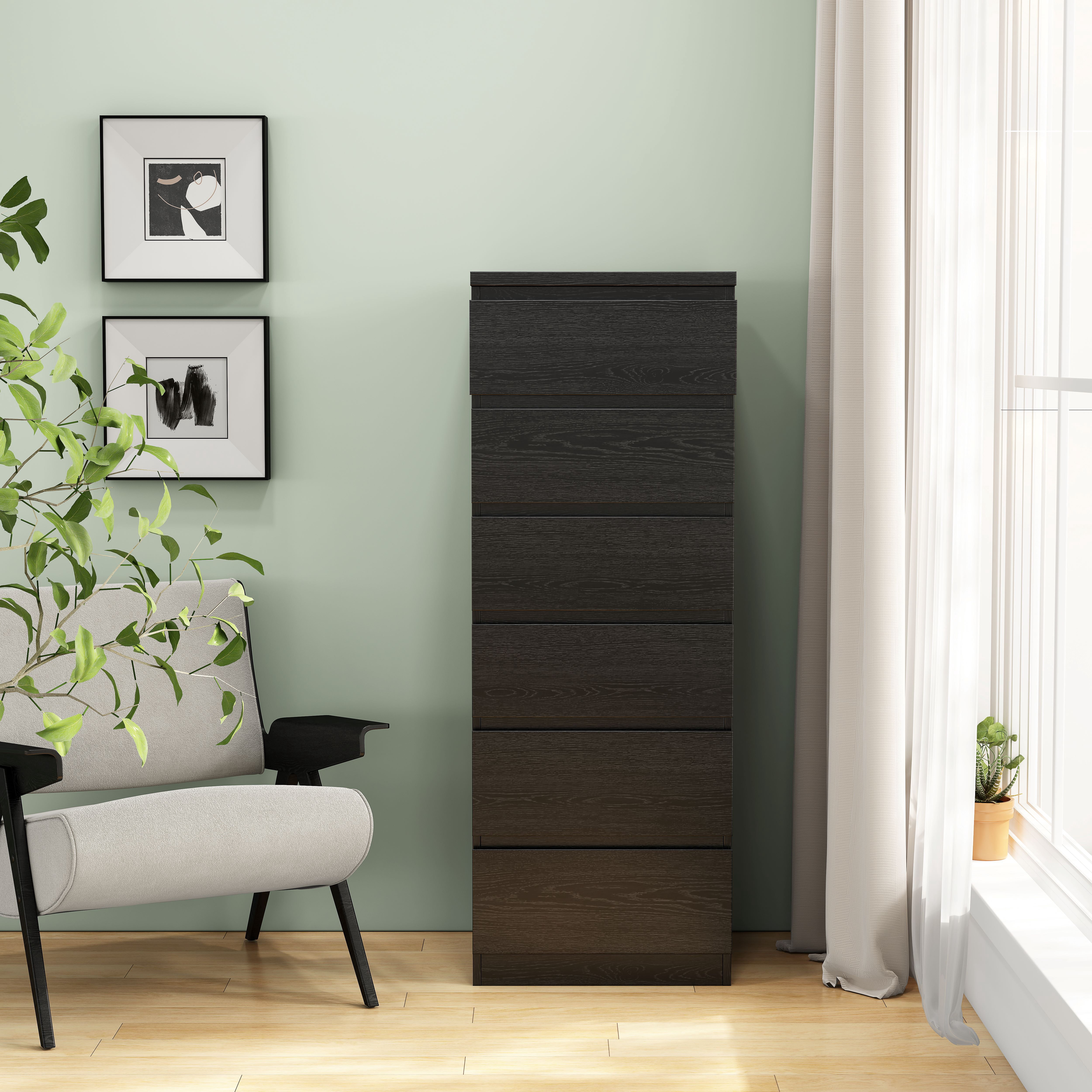 narrow black dresser Fixwal Tall Skinny for Bedroom, Storage Dresser Organizer with 5 Fabric Drawers, Nightstand Furniture in Closet, Entryway, Hallway : Home & Kitchen turning a simple storage piece into a focal point of your room Drnanlit 6-Drawer Handle-Free Black Dresser