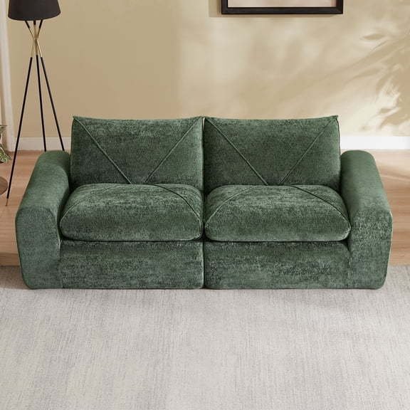 DRNANLIT Comfortable Chenille Sofa with Thickened Cushions & Modern Design for Living Room, Green