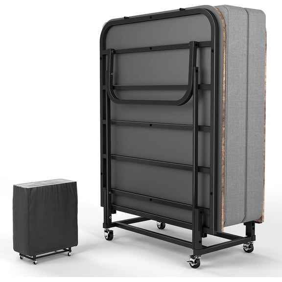 DRNANLIT Portable Folding Bed with Mattress, 75" x 31" Double-Sided Portable Rollaway Guest Bed