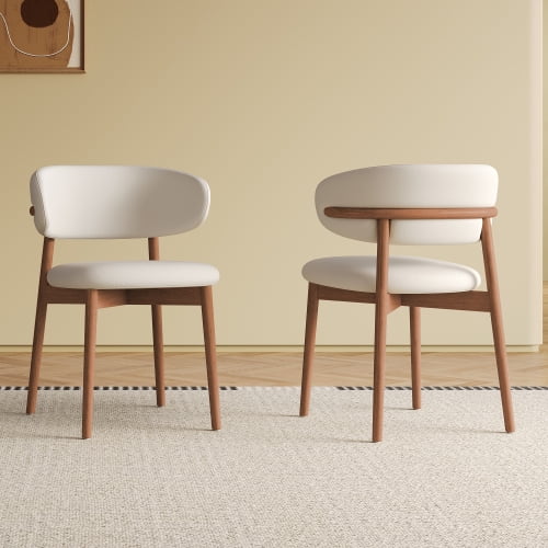 DRNANLIT Mid-Century Modern Wood Feet Dining Chairs Set of 2, Walnut – Stylish & Durable Oak Chairs for Home
