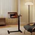thumbnail image 1 of DRNANLIT Mobile Adjustable Standing Desk, Overbed Bedside Desk with Flip Desktop & 4 Wheels, Portable Laptop Table, Walnut + Black, 1 of 7