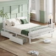 thumbnail image 1 of DRNANLIT Queen Size White Platform Bed with Storage Drawers, Metal Daybed Frame, Low Profile, 1 of 9