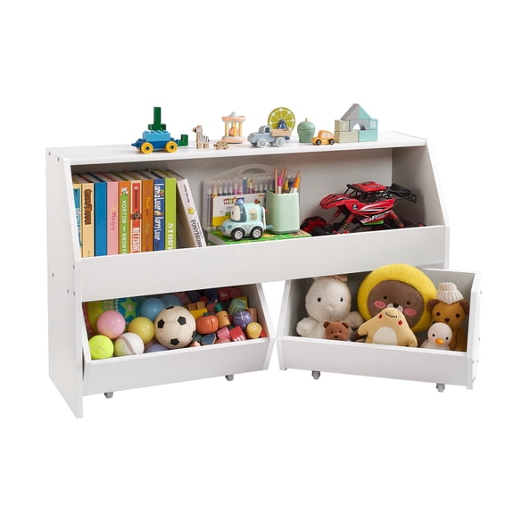 DRNANLIT Toy Storage Organizer with 3 Compartments Top Shelf, Easy Slide Drawers, Anti-Tip Kit, Durable Material, Modular Design for Bedroom
