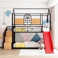 thumbnail image 1 of DRNANLIT Twin Over Twin Metal Bunk Bed with Slide & Storage Stair, Black with Red Slide, 1 of 9