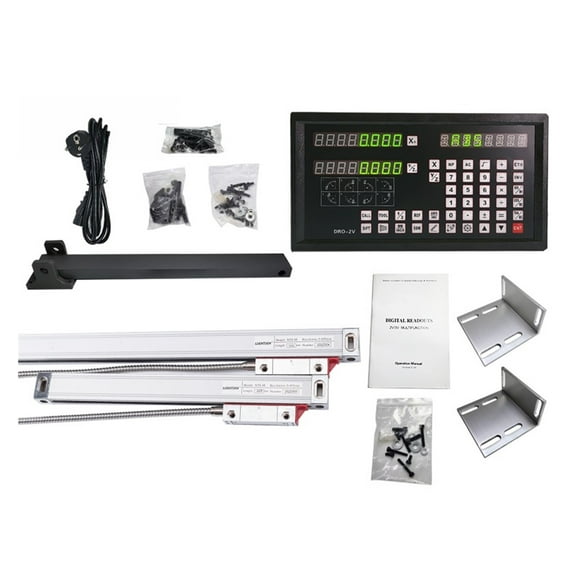 DRO-2V Digital readout Display AC90-260V & 2 Pieces 0-1000mm Linear Glass Scale Encoder Grating Ruler For Lathe milling machines ,Easy to Use