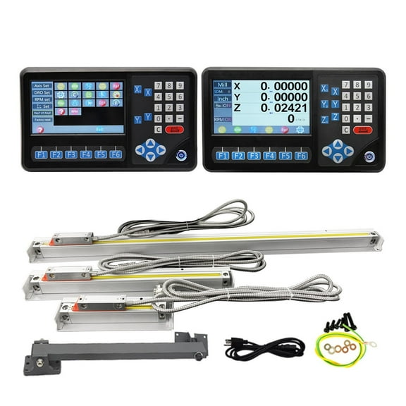DRO D80 3 Axis /2 Axis LCD Digital Readout Display RPM and 50-1000mm 3pcs / 2pcs Optical Linear Glass Scale