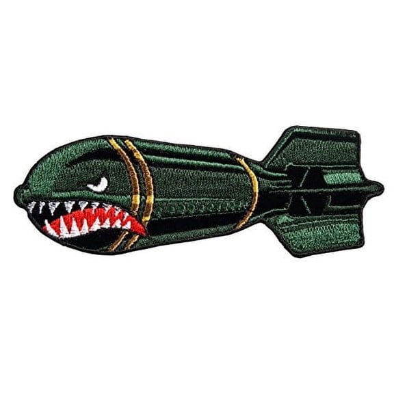 DROP BOMB, Iron-On/Saw-On Heat Sealed Backing Rayon Hook & Loop Fastener - PATCH - Size - 4" x 2"