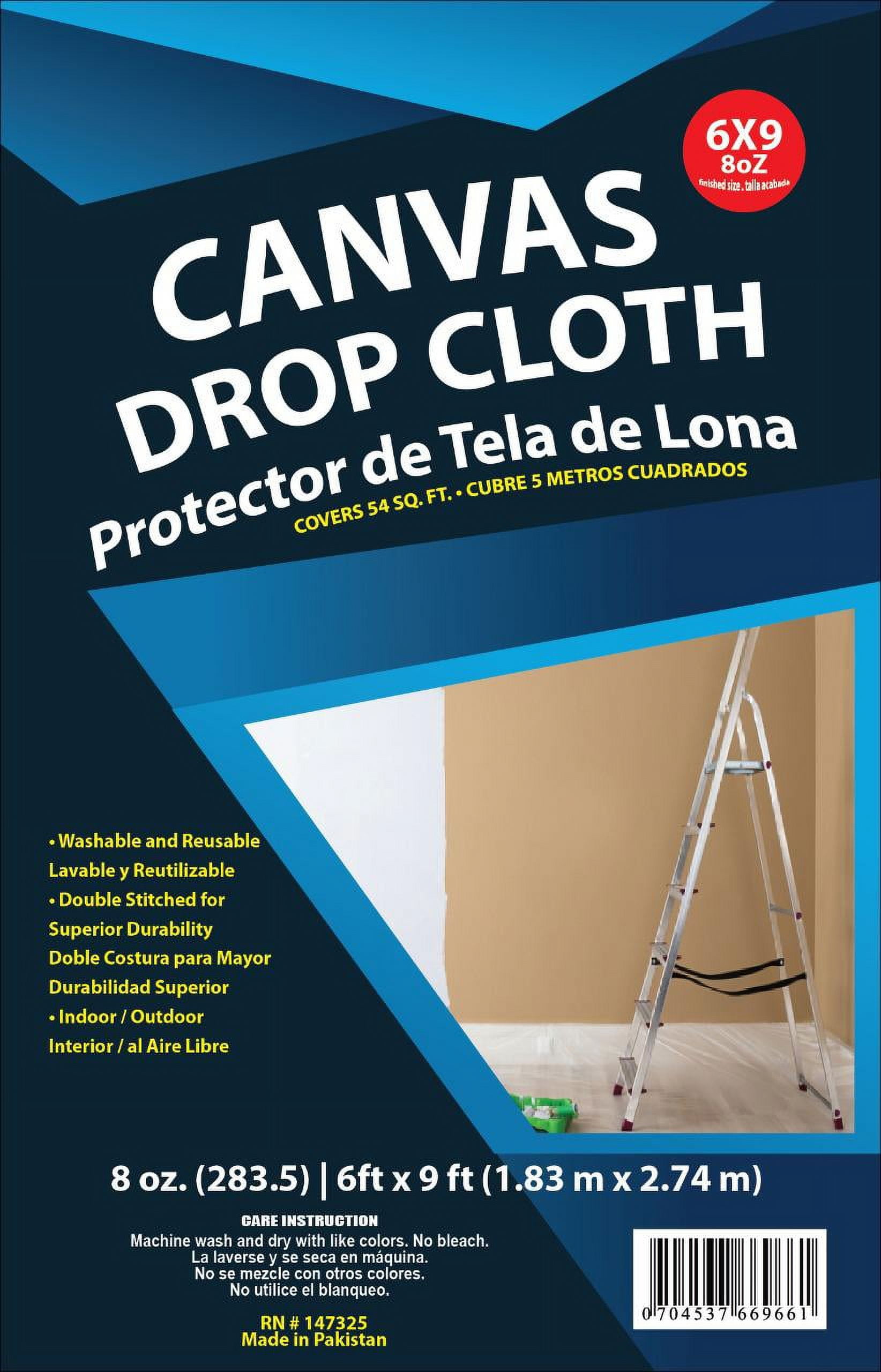 DROP CLOTH 6 x 9 Feet, COTTON CANVAS, 8 oz Heavy Weight, Beige Color ...