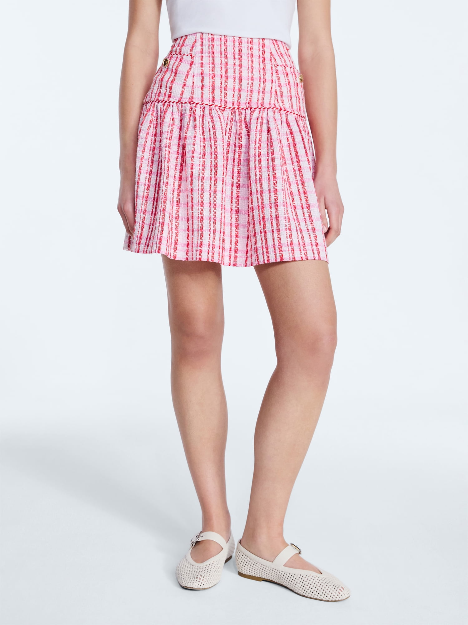 Free Assembly Women's and Women's Plus Drop Waist Tweed Mini Skirt, Sizes 0-22