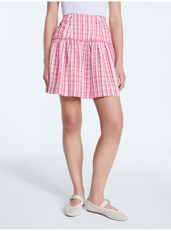 Women's and Women's Plus Drop Waist Tweed Mini Skirt, Sizes 0-22