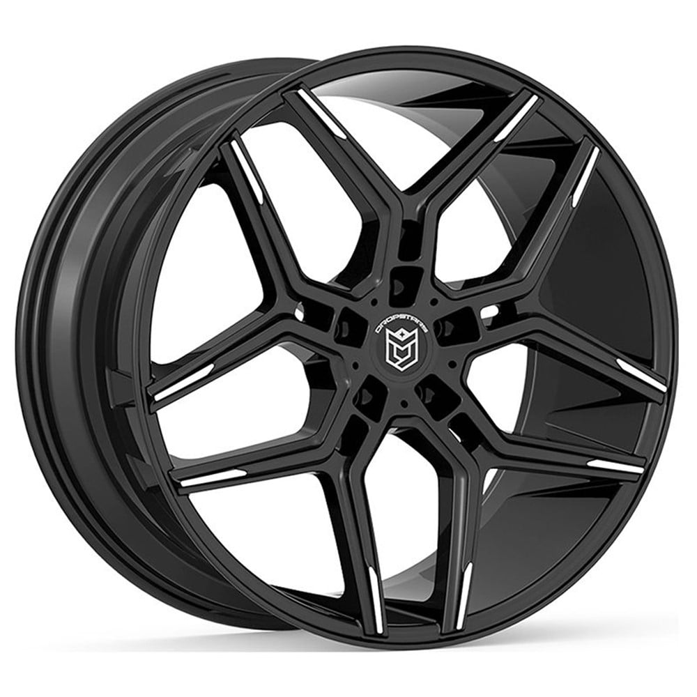 DROPSTARS 651mbt 20x8.5 +35et 74.10mm gloss black mirror machined spoke ...